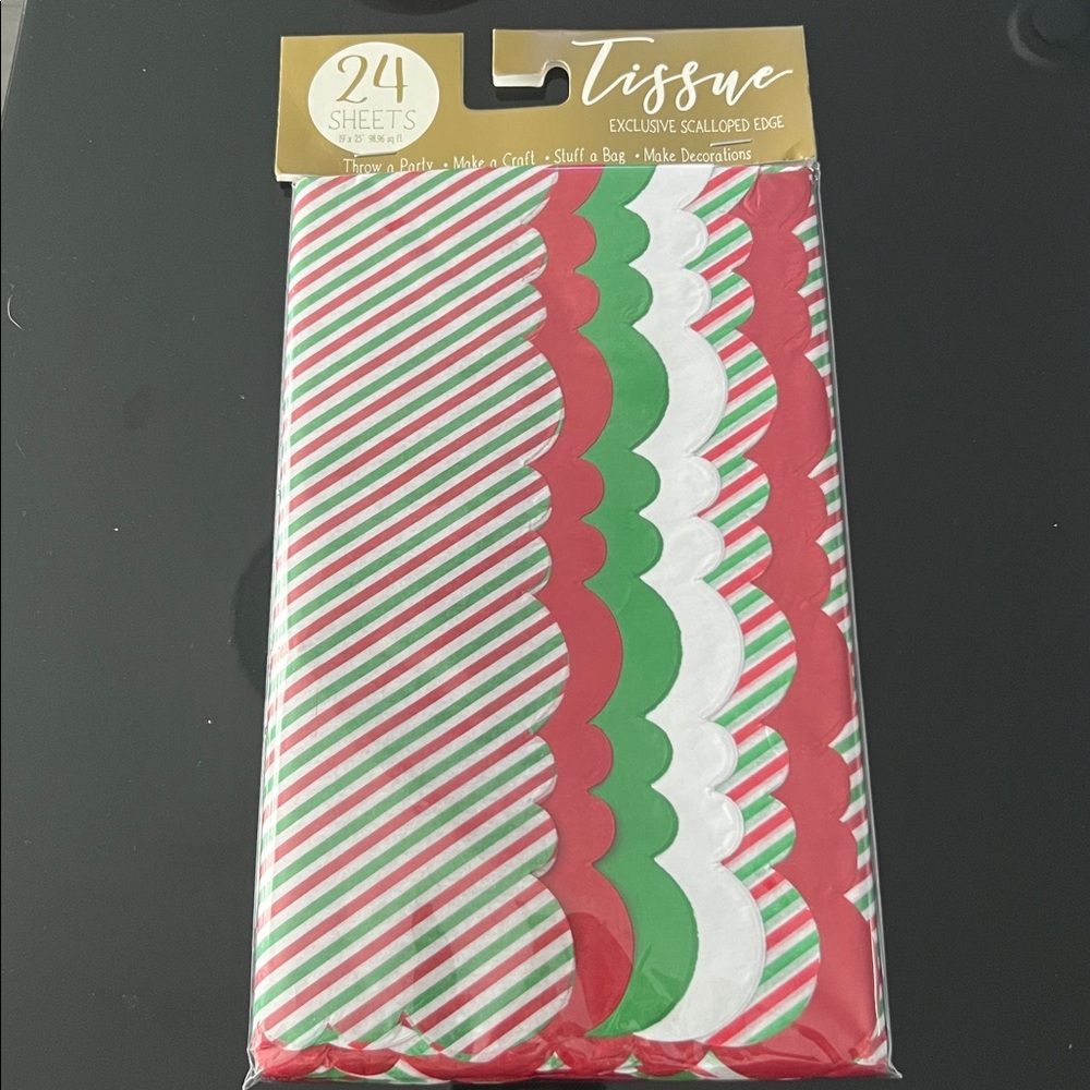 🎅🏼24 NEW Sheets Tissue Paper Exclusive Scalloped Edge - Papier de soie